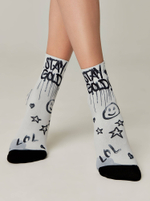 CONTE FANTASY Плотные носки с черным мыском и рисунком «Stay»