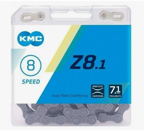 Цепь KMC Z-8.1 для 8 скоростей, 1/2"х3/32", 116 звеньев, пин 7.1мм, с замком, серая (60)