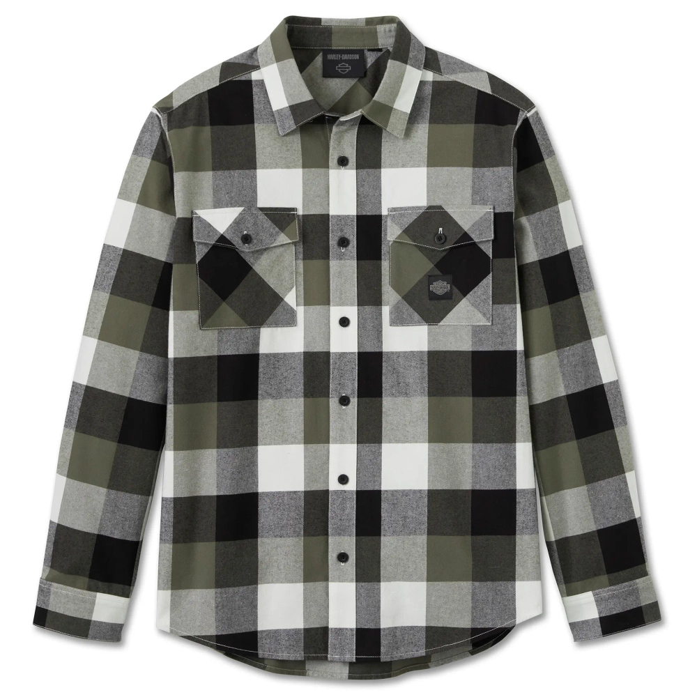 Рубашка Essence Long Sleeve Flannel Shirt Plaid Black & Green Harley-Davidson