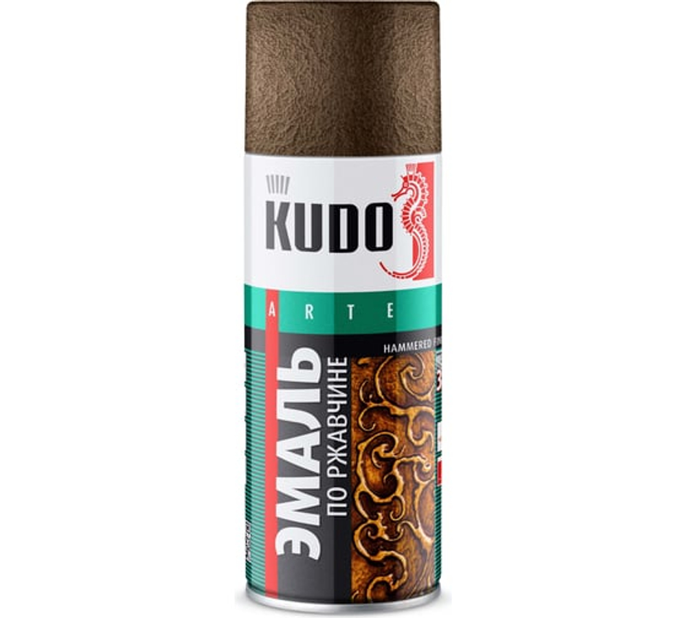 Эмаль молотковая по ржавчине черная медь (аэро) (0,52л) KUDO