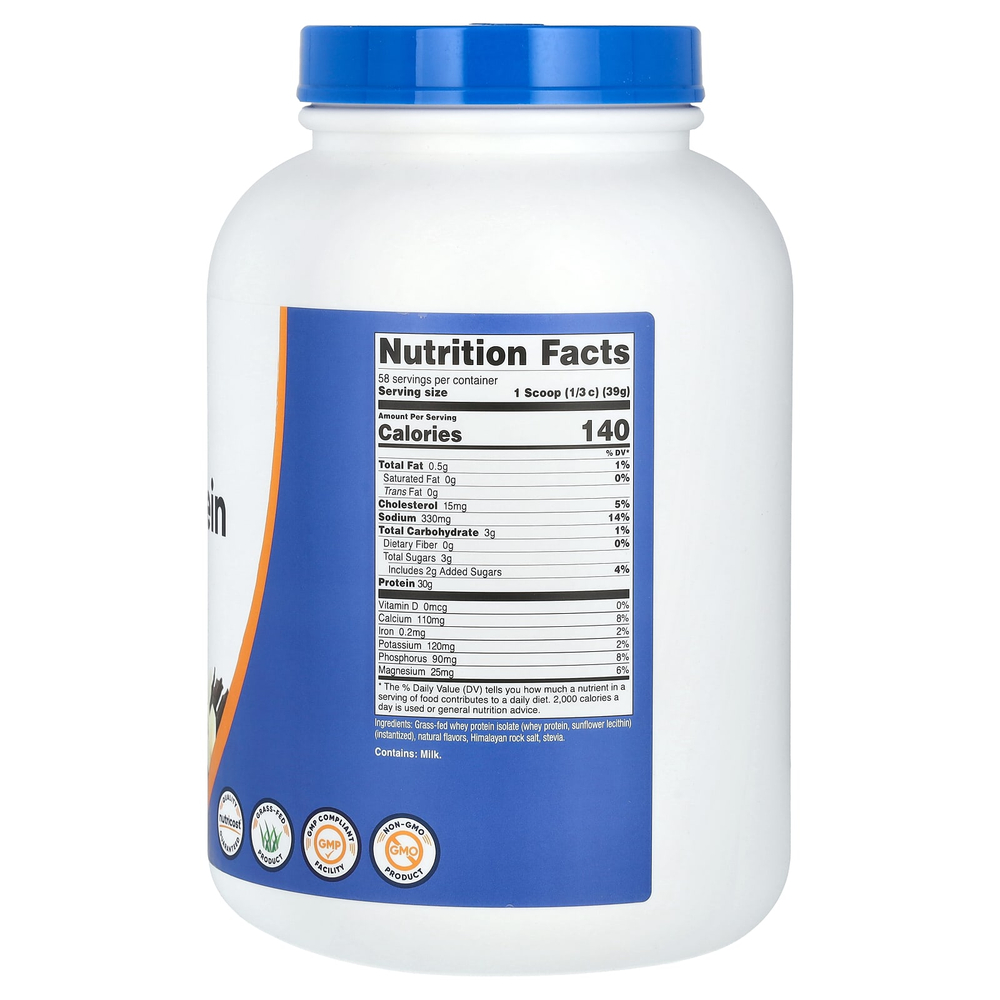 Nutricost, изолят сывороточного протеина от коров травяного откорма, со вкусом ванили, 2268 г (5 фунтов)