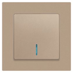 Выключатель Intro Accent 6-102-04 с подсветкой, 10А-250В, IP20, СУ, AL/CU, шампань