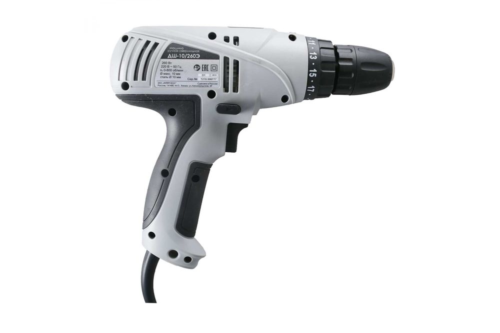 ДРЕЛЬ-ШУРУПОВЕРТ СЕТЕВАЯ ДШ-10/260Э (1/8) "ИНТЕРСКОЛ" 210.1.1.00
