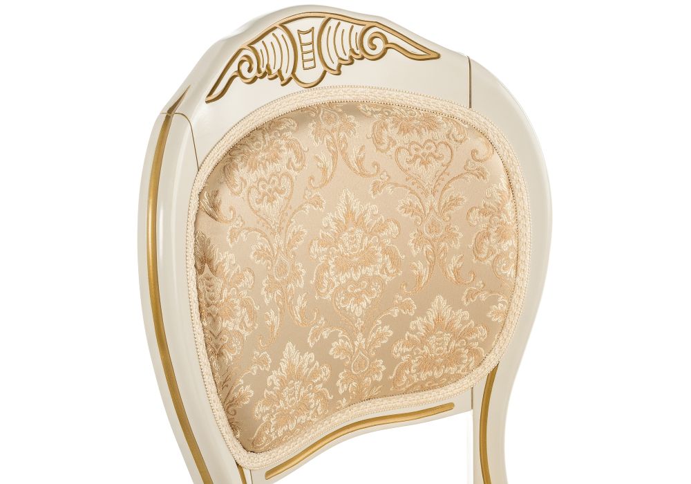 Деревянный стул Лауро слоновая кость с золотой патиной / бежевый тесьма 11