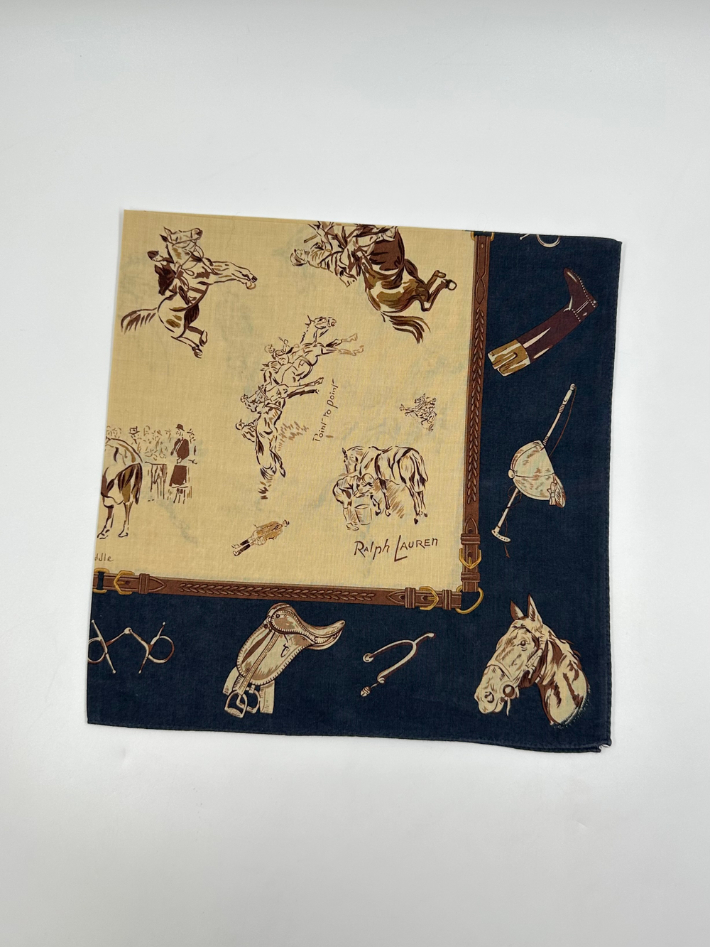 Платок бежевый с синей каймой Ralph Lauren
