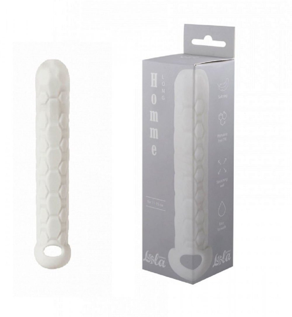 Фаллоудлинитель Homme Long с кольцом белый 15,5 см