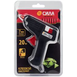 Термопистолет клеевой СИЛА SGG20-01 20Вт под стержень 7 мм в комплекте 7мм х 10cм 2 шт