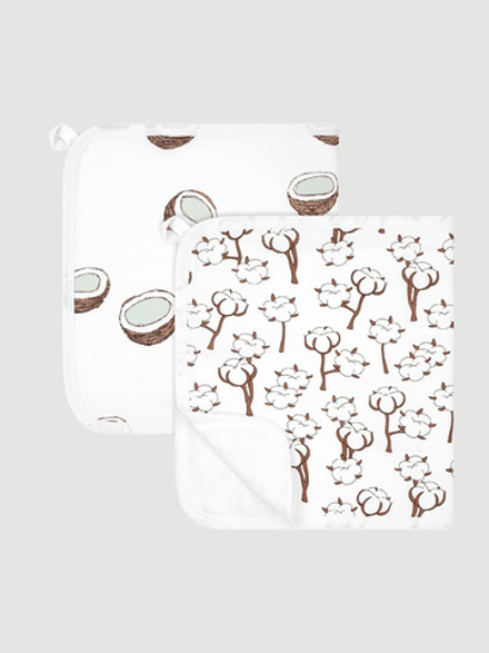 Сет из 2х муслиновых салфеток для кормления Mjölk Хлопок/Кокосы