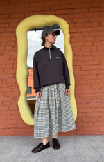 Юбка из хлопка, темно-оливковая клетка