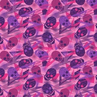 Розовый фактурный камуляж с черепами