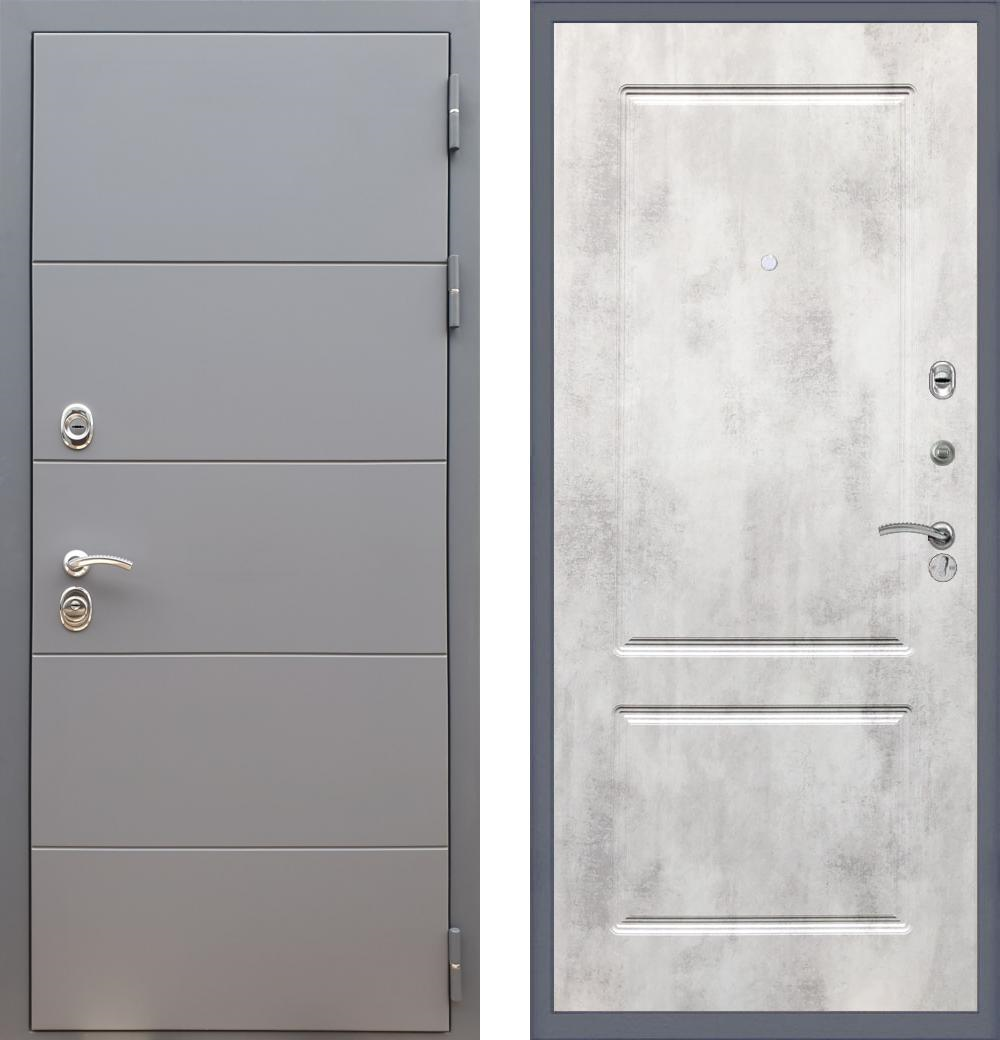 Входная металлическая дверь RеX (РЕКС) 19 Арт Графит / ФЛ-117 Бетон светлый 16мм