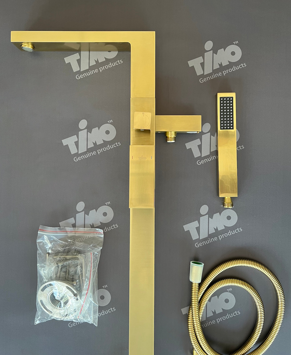 Смеситель напольный для ванны с душем Timo Selene 2210/17Y-CR золото матовое
