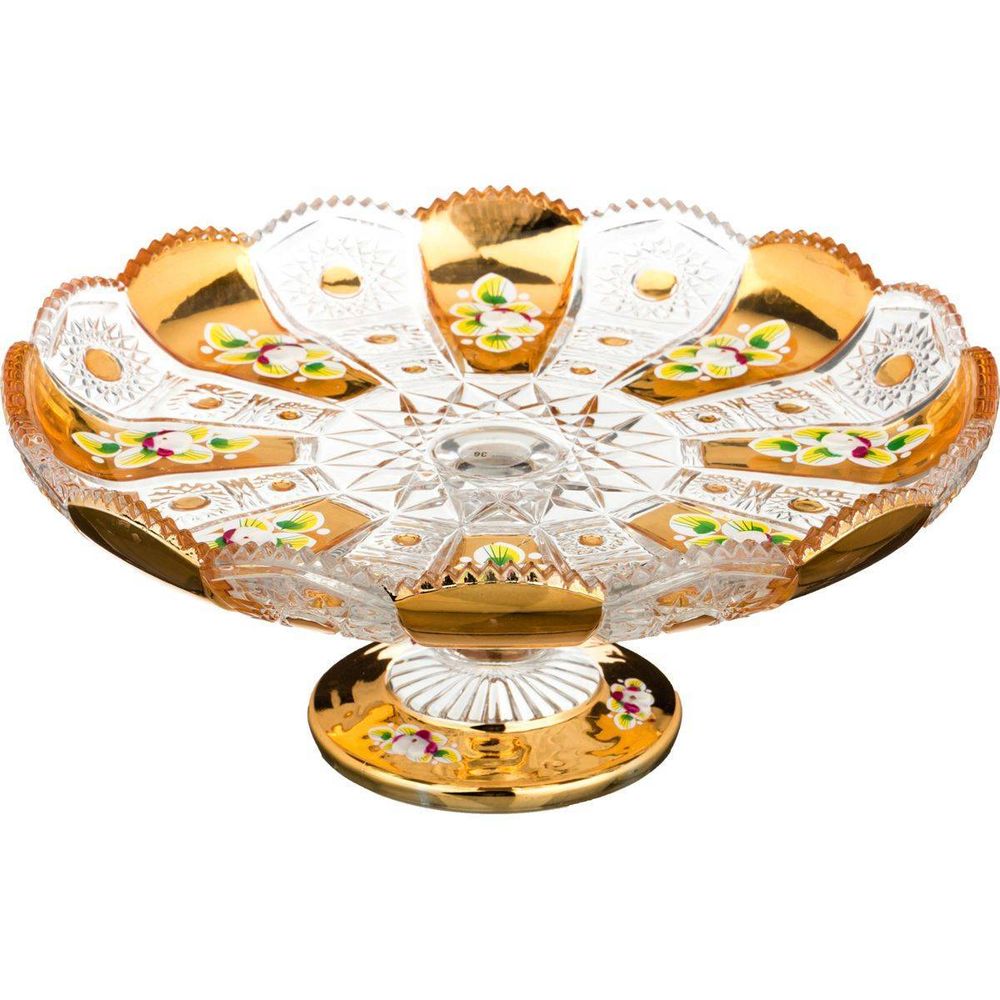 ТОРТОВНИЦА НА НОЖКЕ "LEFARD GOLD GLASS" ДИАМЕТР=27 СМ. ВЫСОТА=10 СМ. (КОР=6ШТ.)