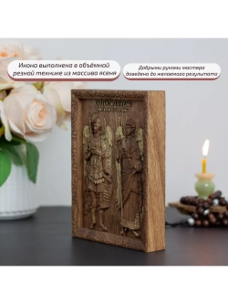 Святые Архангелы Михаил и Гавриил икона деревянная, ясень