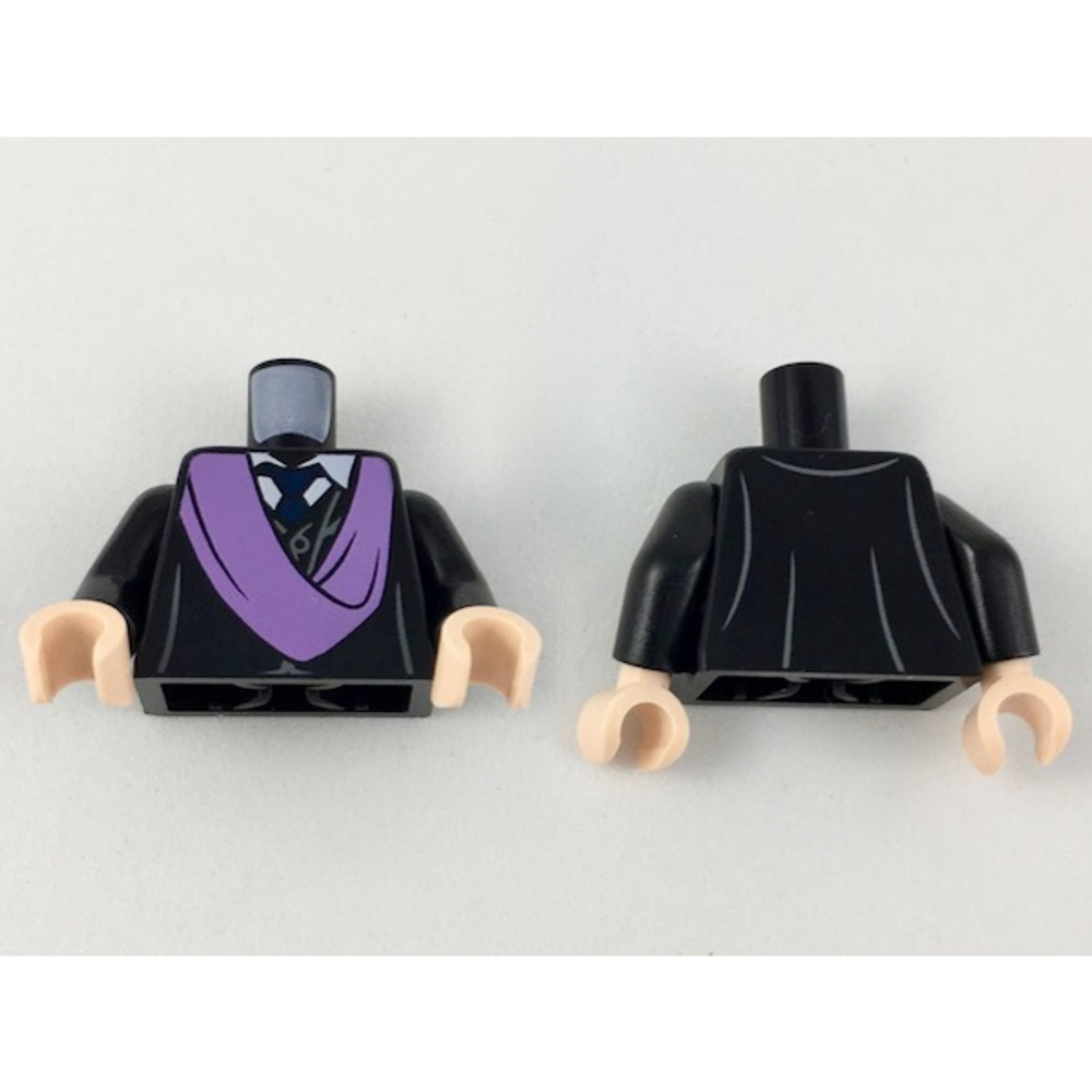 Халат для торса с поясом цвета лаванды средней плотности, белым воротничком и темно-синим галстуком / Черными рукавами / Светло-коричневыми кистями 973pb3196c01