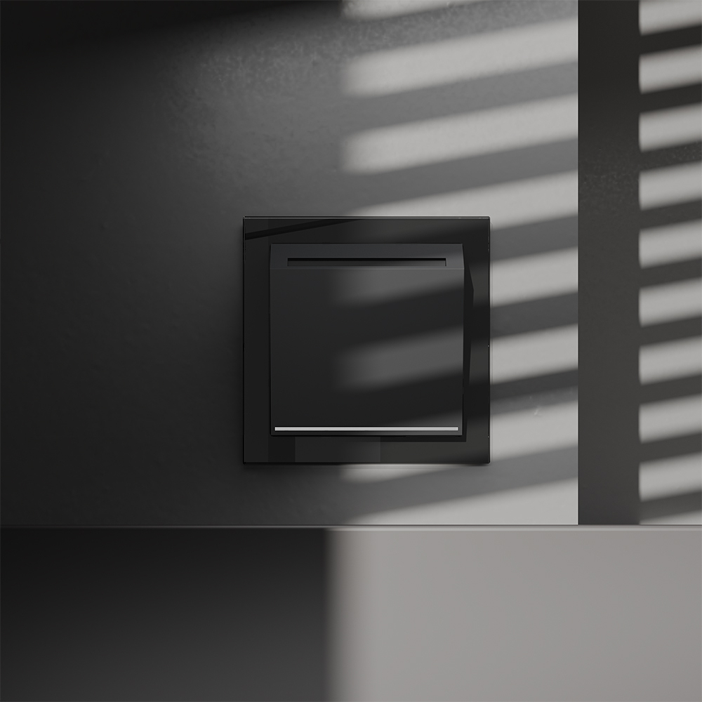 Выключатель встраиваемый VOLTUM S70 карточный 16А, (черный матовый)