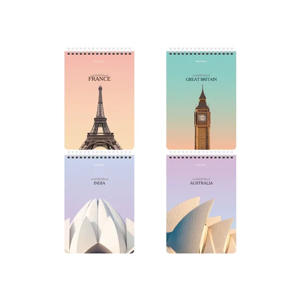 Блокнот А-5 греб. 80л. BRAUBERG, "Архитектура", клетка лак , жесткая подложка 114382