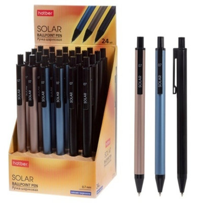 РУЧКА Hatber шариковая Автомат. Solar Синяя 0,7мм