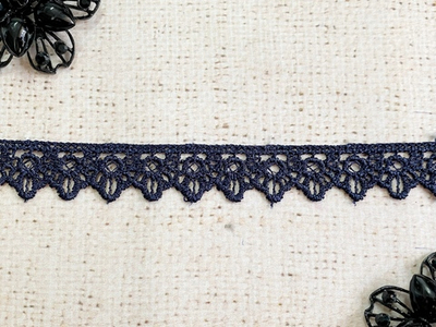 Кружево плетеное, ш. 1,8 см, тёмно-синий