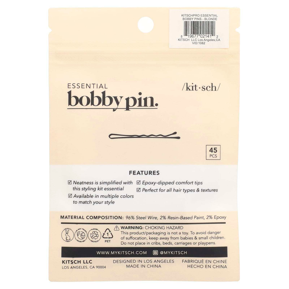 Kitsch, Essential Bobby Pins, блондинка, 45 шт.