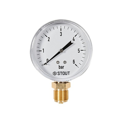 Манометр радиальный STOUT - 1/2" (D80 мм, шкала 0-6 бар)