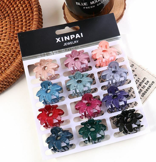 Заколка-краб для волос,цветок, 1 шт, размер 3,5*3 см. Цвет Микс.