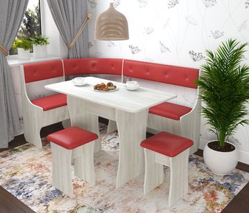 Кухонный уголок bello "Оливьер" (Сосна Винтерберг/Кожзам Marvel Red (AT)) -G/Л1