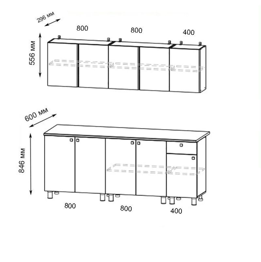 Кухонный гарнитур 180 модульный Белый/Цемент/Антарес,180х200 см ТИП-1 SV-Мебель