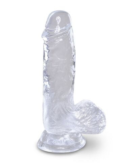 Прозрачный фаллоимитатор King Cock Clear 5 Cock with Balls - 15,2 см. (Цвет: прозрачный)