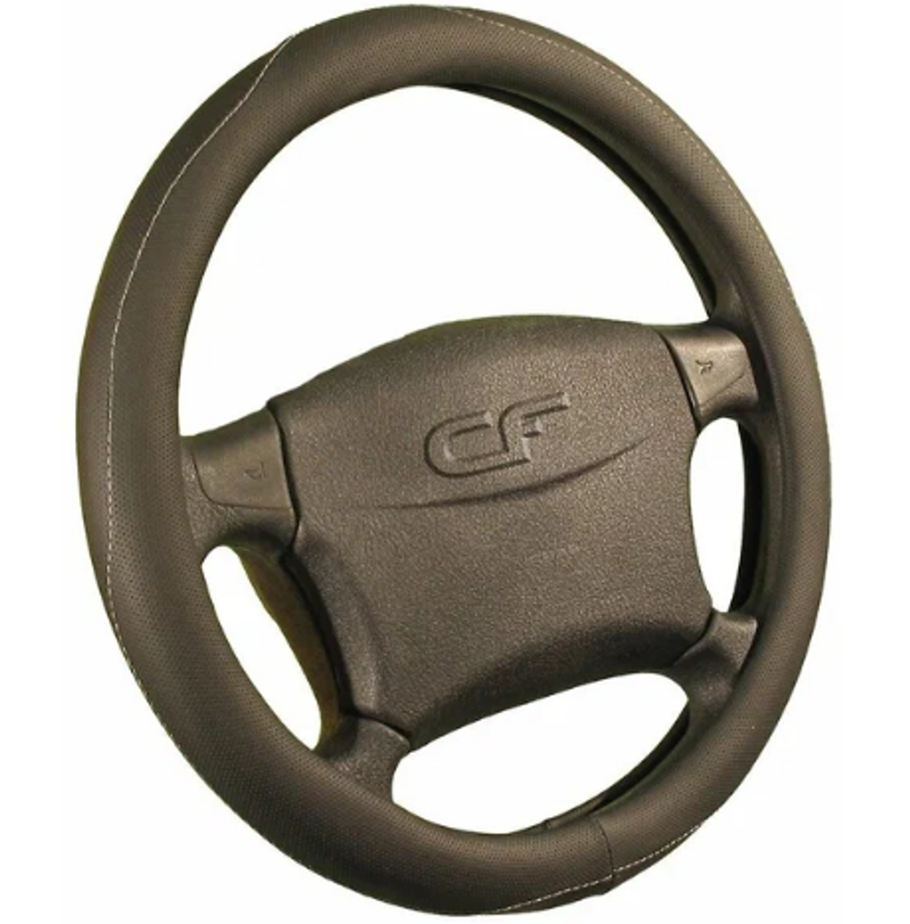 Оплетка на руль круглая CarFashion -L- «CREEK» 31285 - Экокожа - черный/серый