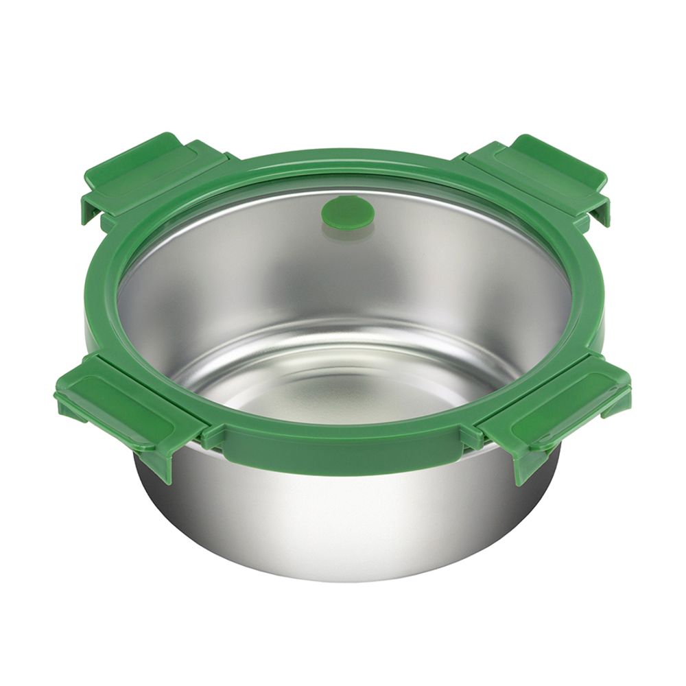 Контейнер стальной круглый Click Steel, 1,5 л, зеленый