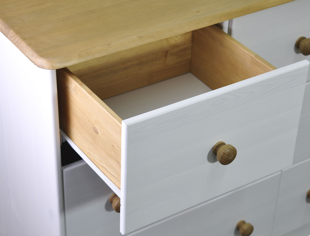 Комод, 113х35х73, Хаба, с ящиками, для одежды, под телевизор, белый, массив дерева, Dipriz