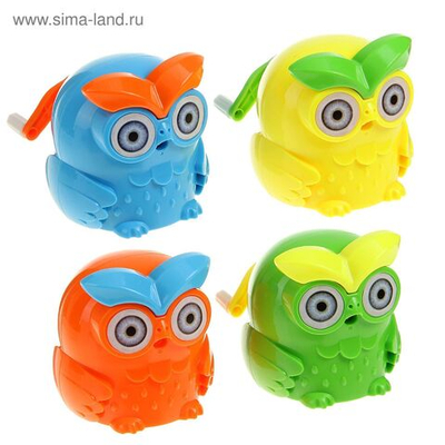 Точилка механическая с контейнером Сова , МИКС