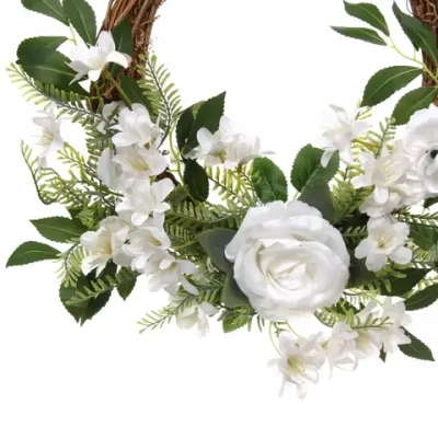 Цветы искусственные венок «Созвездие Девы» 42см нежно-белый