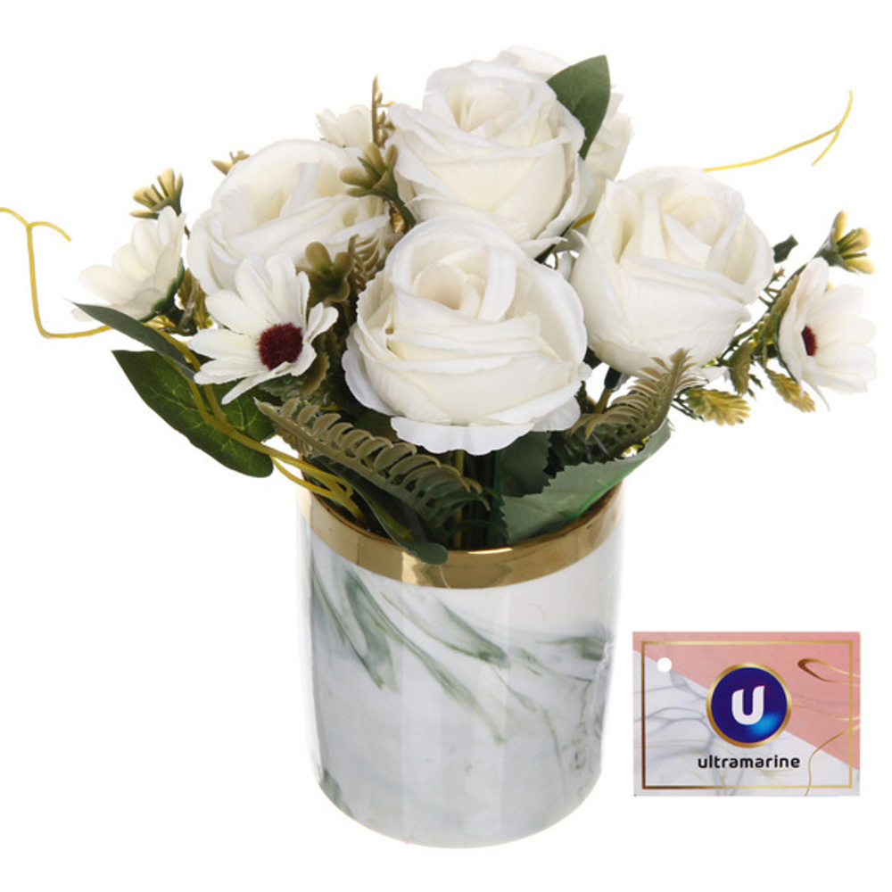 Цветочная композиция «Шарм» 15*21см зеленый 9.5см в керамическом горшке HL-10