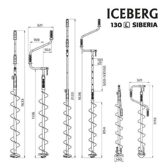 Ледобур ICEBERG-SIBERIA 130L-1600 v3.0 левое вращение (LA-130LS) Тонар