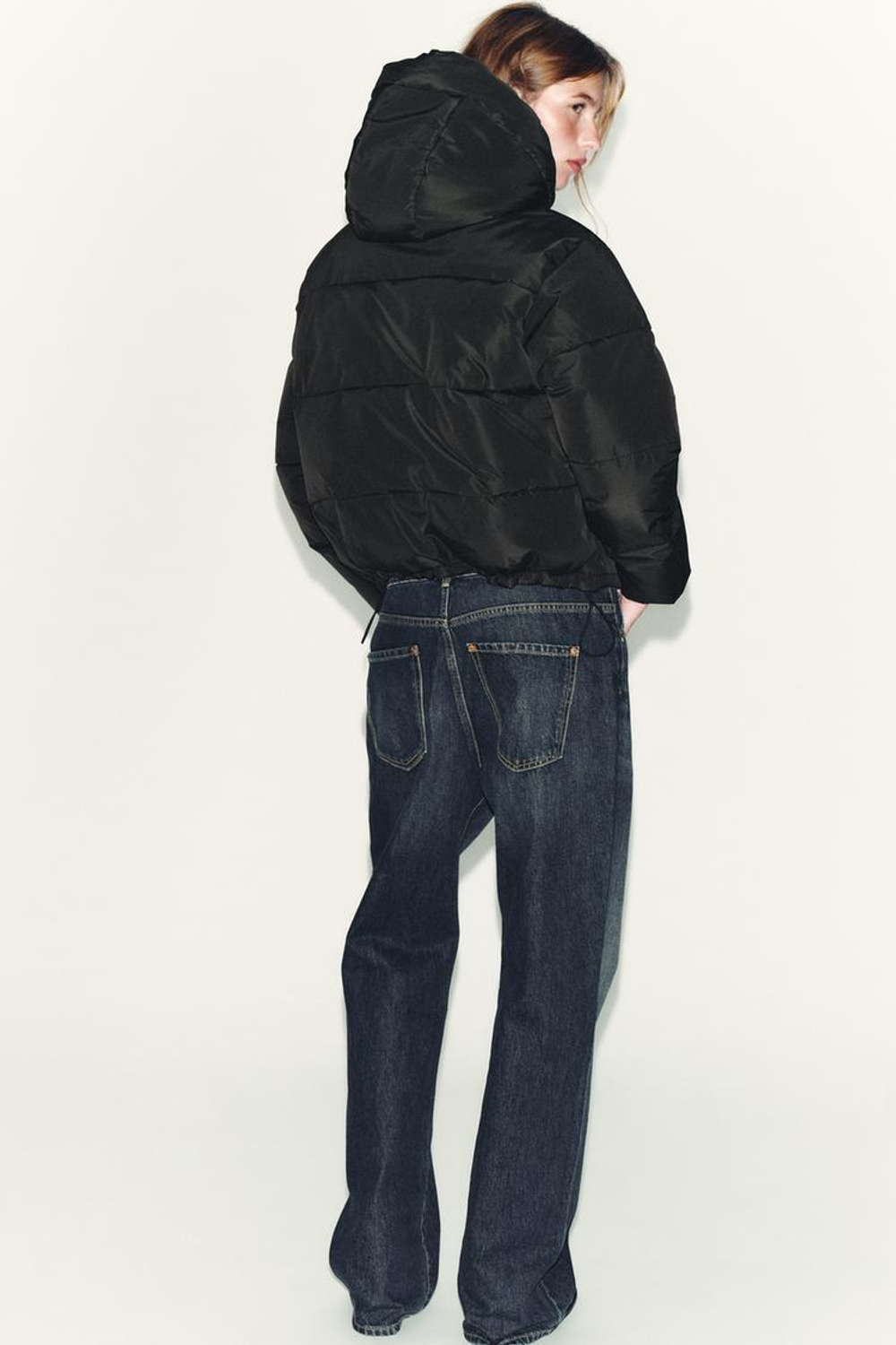 ZARA КОРОТКИЙ АНОРАК С КАПЮШОНОМ WATER REPELLENT WINDPROOF, ЧЕРНЫЙ