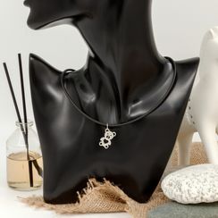 Мишка с сердечком - ювелирная подвеска из серебра 925