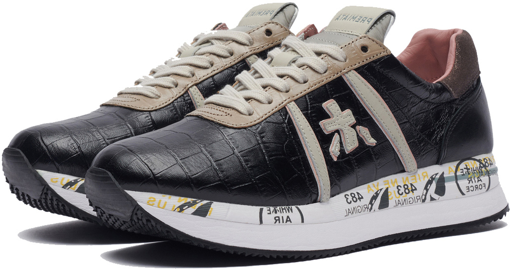 Premiata Conny 5327 черные с коричневым кожаные