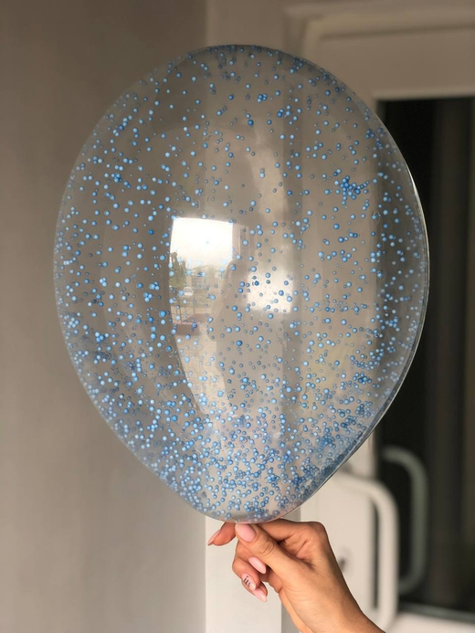 Воздушный шар с наполнением конфетти снег/пенопласт голубой ПАЛИТРА №4161