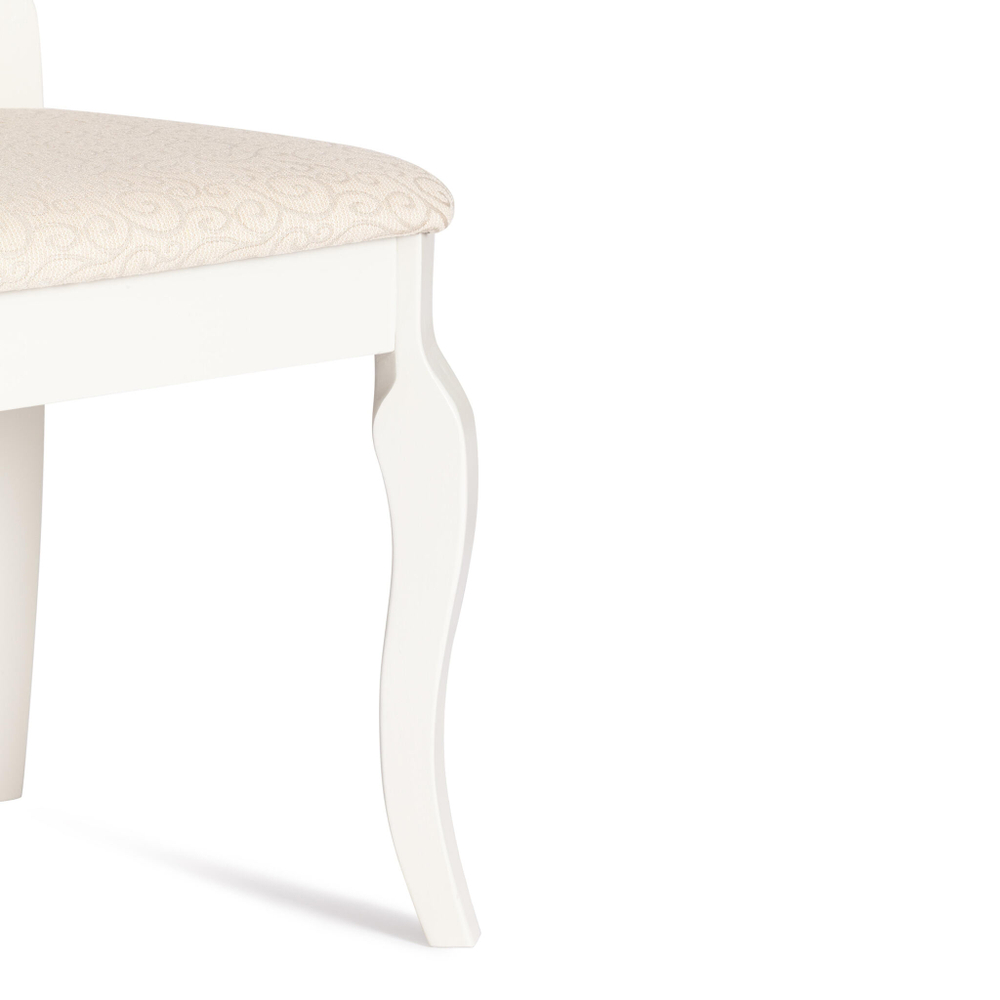 Стул - Афродита/ Aphrodite дерево гевея, 46х54х99см, Ivory white, ткань кремовая с рисунком (А04)