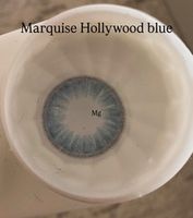 Синие цветные линзы c окантовкой на 12 мес/ Для темных и светлых глаз / Максимально натуральные / Ультратонкие дышащие линзы / Marquise Hollywood Blue