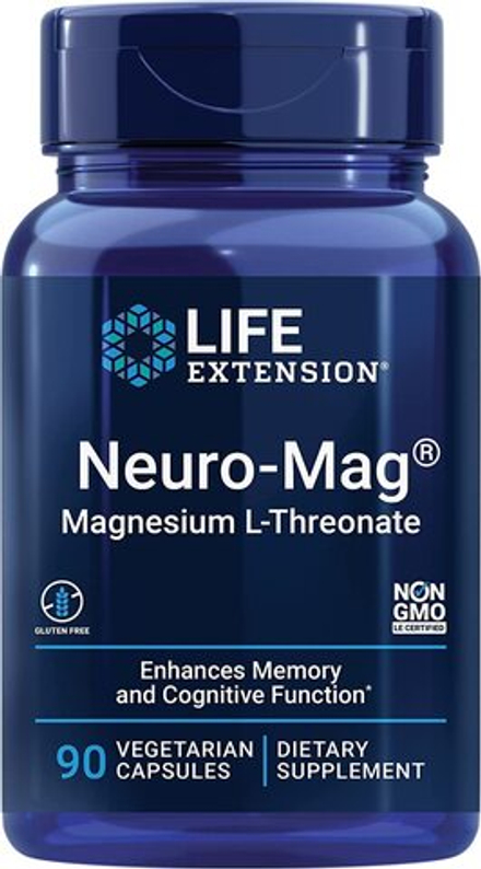 Life Extension, Neuro-Mag L-треонат магния, Neuro-mag Magnesium L-threonate, 90 вегетарианских капсул