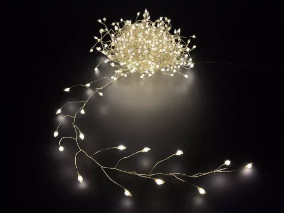Светодиодная нить Капли 600 белых ламп, 15 м., 24В, серебряный провод, LUCA (84912)