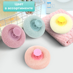 Мочалка для тела средней жесткости на присоске, цвет микс