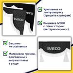 Ламбрекен с косынками стеганые Iveco (экокожа, черный, белая лапша)