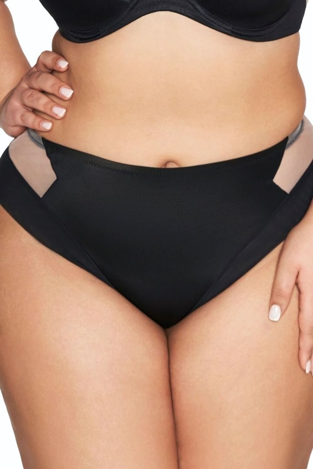 Трусики-бразилиана со средней линией талии Viva (Размер: XL) (Цвет: черный)