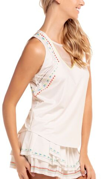 Женский топ теннисный Lucky in Love Desert Vibes Arrow Stripe Tank - белый