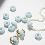 Бусина в форме бублика, 7,8*14,4мм, голубая, глазурированный фарфор