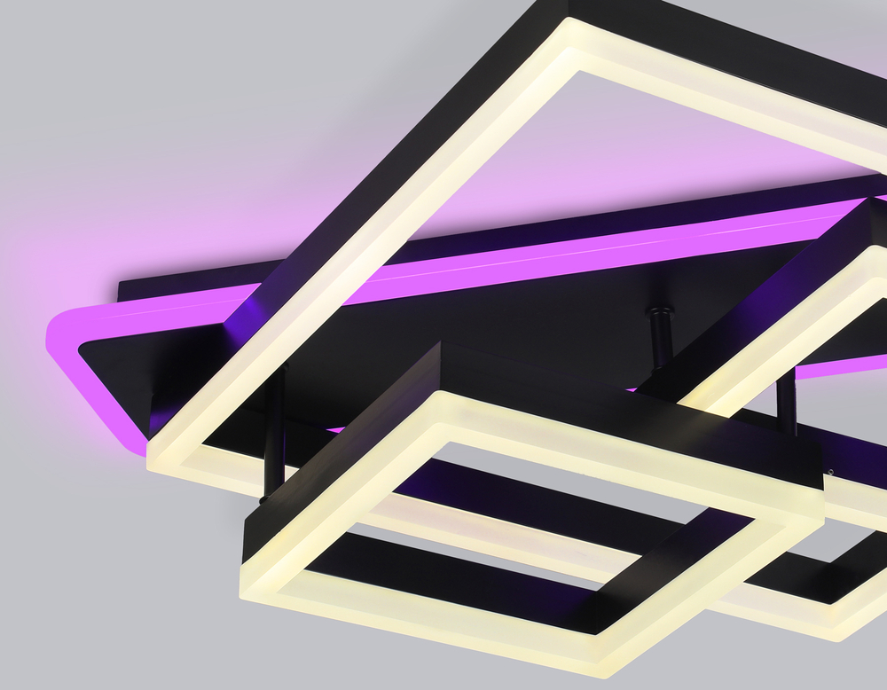 Светильник светодиодный потолочный с пультом FA8533 BK черный 132W 3000K-6400K 630*570*160 (ПДУ РАДИО 2.4G)